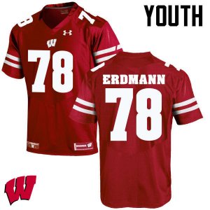 Youth Wisconsin Badgers NCAA #78 Jason Erdmann Red Authentic Under Armour Stitched College Football Jersey LY31J07XB